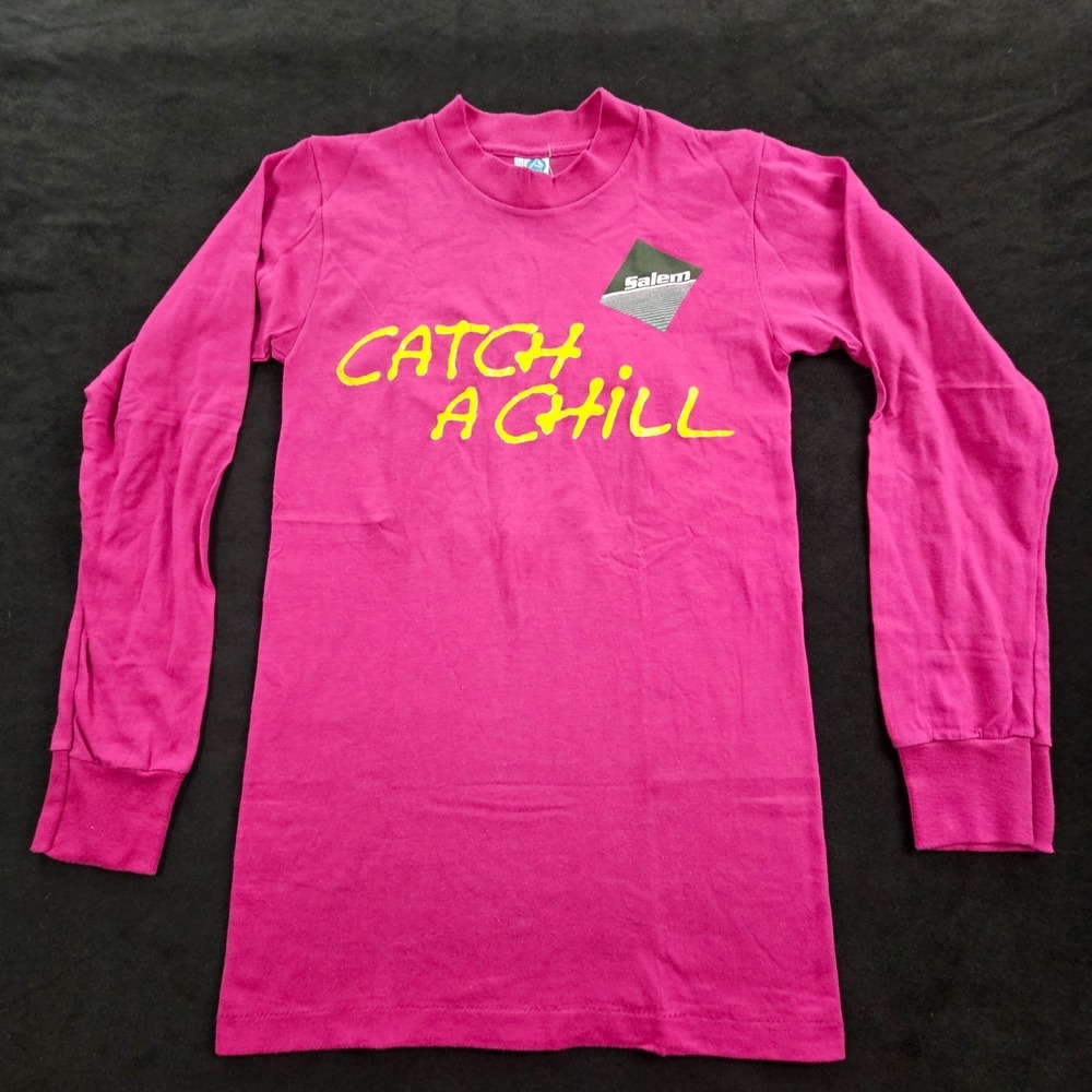 Salem Cigarettes Catch a Chill 1980's Pink Long Sleeve T-Shirt Women's S
